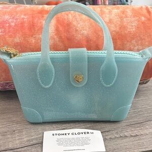 Stoney Clover Lane Aqua Glitter Cosmetic Bag